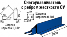 Снігозатримач із ребром жорсткості 0,45 мм PE RAL 8017 China ПЛАНКА 2 метри
