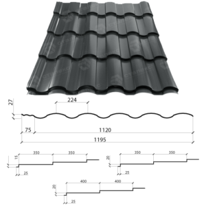 Металочерепиця VALENCIA 0,50 мм PEMA RAL 7024 Польща