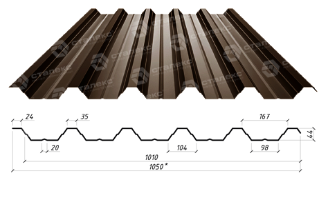 Профнастил НС-44 / RAL 8017 МАТ / 0.5 мм