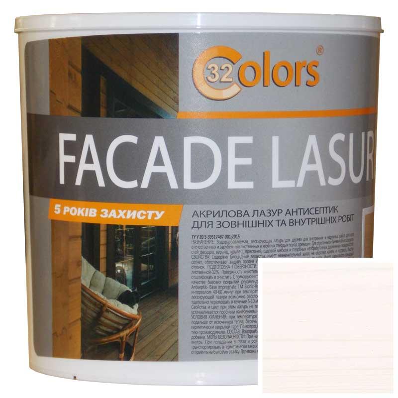 Фарба-лазур для дерева фасадна побутова 32 COLOR 0,8 л Білий