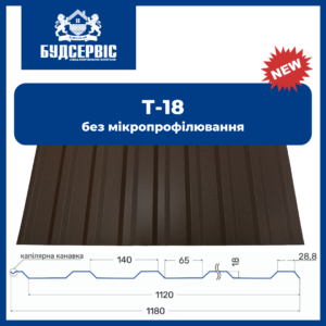 Профнастил для забору двобічний коричневий Т -18 / 0,45 мм