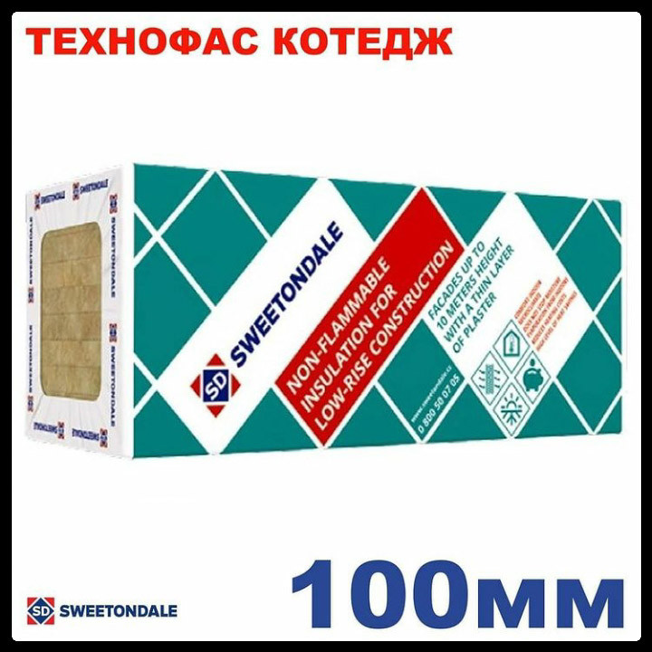 Базальтовий утеплювач ⁇ Технофас Котедж ⁇ 100 мм ⁇ 2,16 м2/упк ⁇