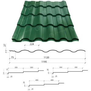 Металочерепиця VALENCIA 0,45 мм PE RAL 6005
